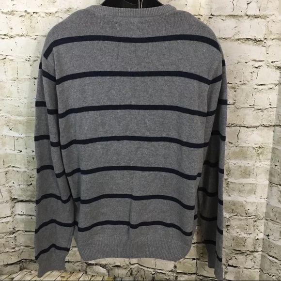 Chaps Blue Gray Striped Sweater - Picture 3 of 5